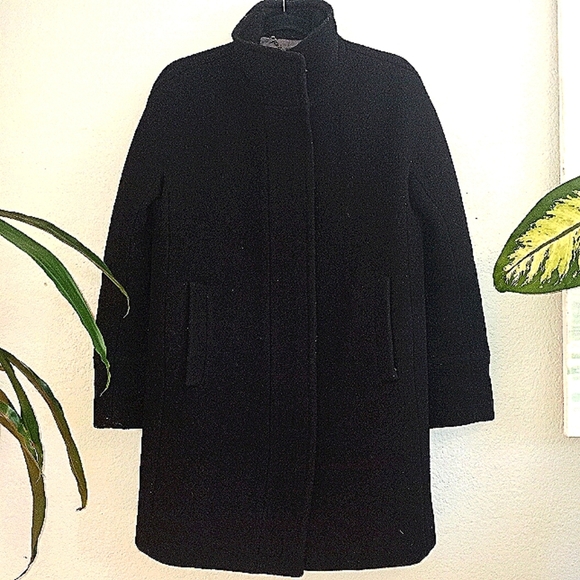 J. Crew Stadium Cloth Classic  Preppy Wool Placket Zipper Casual Black Jacket - Picture 1 of 8